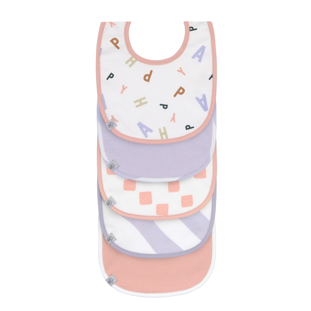 Laessig | Slabbetje Happy Fruits Peach/Pastel Lilac Value Pack Waterdicht 5-pack