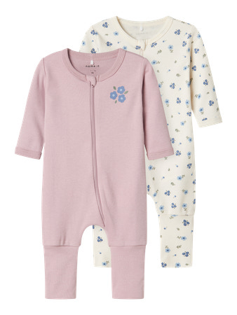 Name it | Kruippak Girls Zip Jet Stream Flower 2-pack