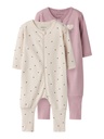 Name it | Kruippak Girls Zip Heart Summer Sand/Deauville Mauve 2-pack
