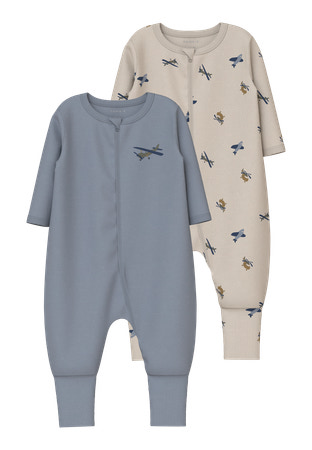 Name it | Kruippak Boys Zip Airplane Peyote/Tradewinds 2-pack