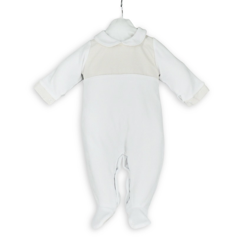 Living Nature | Pyjama Bo Velours Streepjes Wit