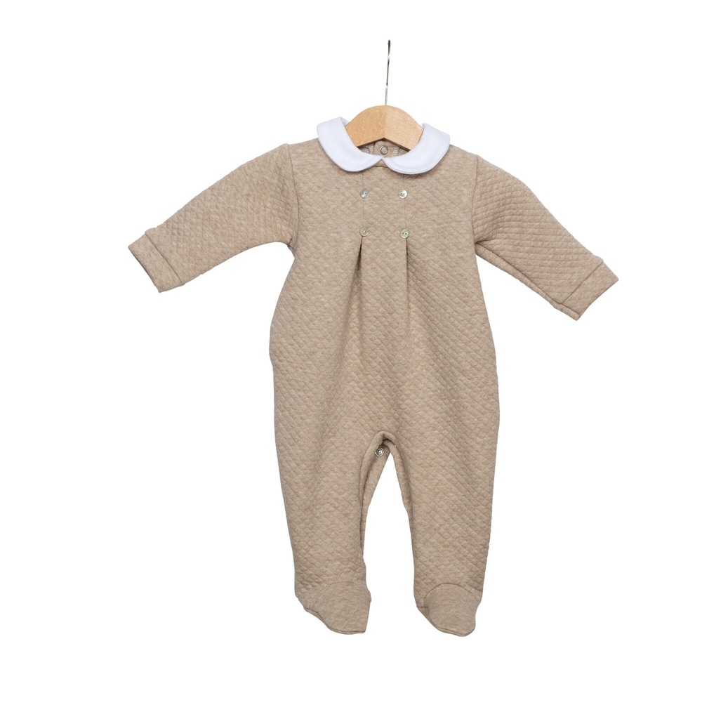 Living Nature | Pyjama Julia Losagne Camel Kraagje Wit