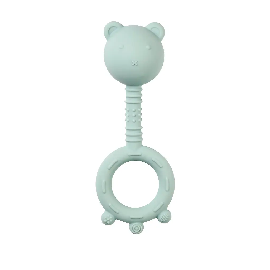 Nattou | Rammelaar/Bijtring Beer Silicone Pastelgroen 6cm