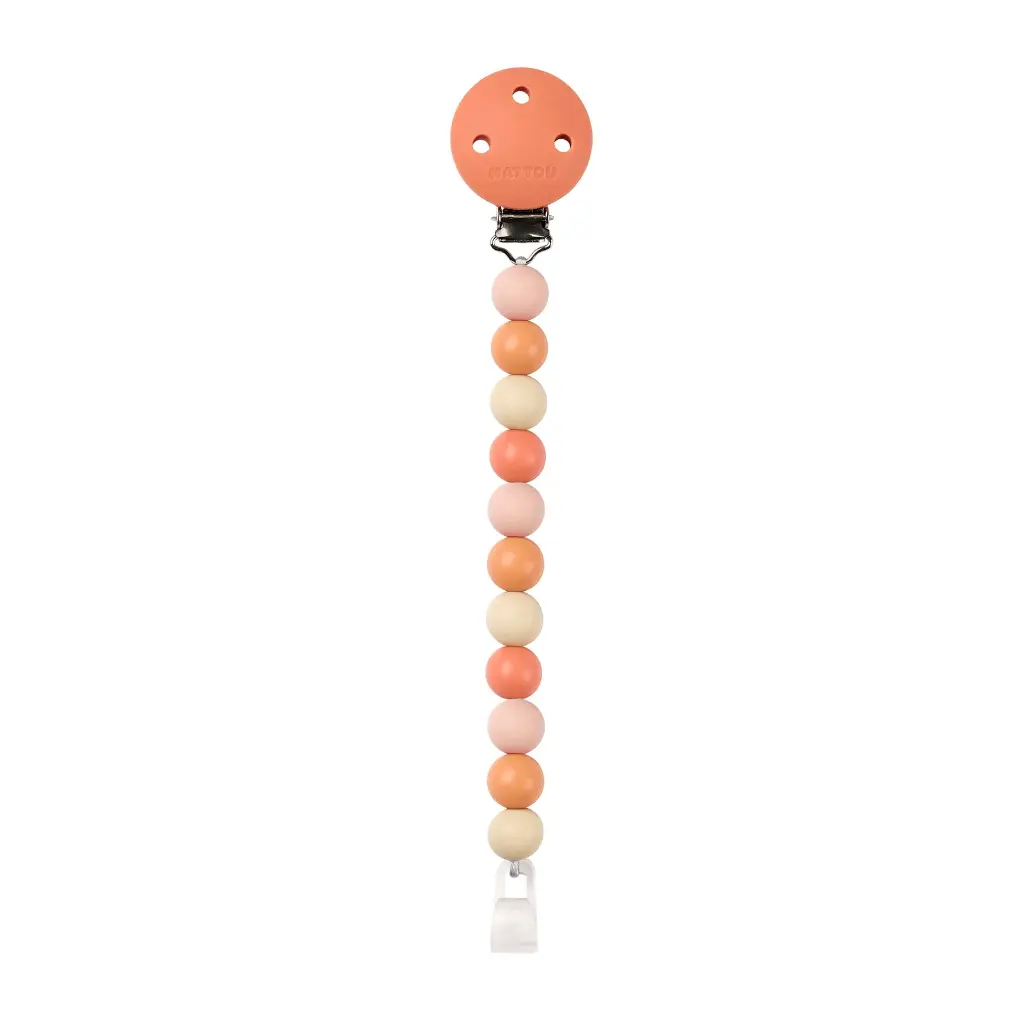 Nattou | Fopspeenketting Kralensnoer Clay/Terracotta Siliconen Ecru/Rood