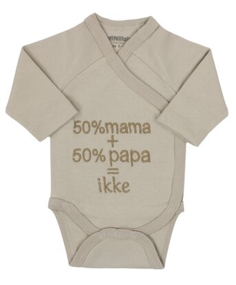 PetitVillain | Geboortebody 50% Mama 50% Papa Lange Mouw Zand M50-62