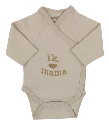 PetitVillain | Geboortebody Ik Hou van Mama Lange Mouw Zand M50-62