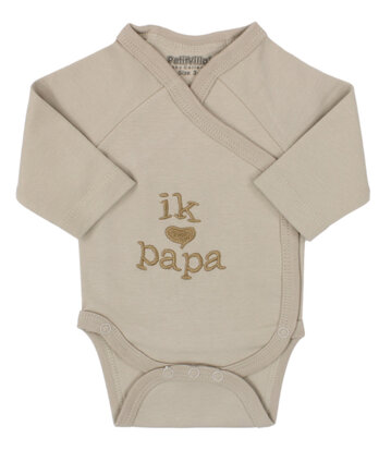 PetitVillain | Geboortebody Ik Hou van Papa Lange Mouw Zand M50-62