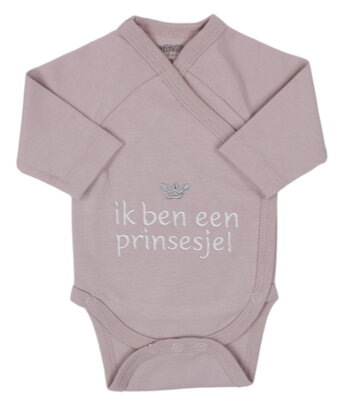 PetitVillain | Geboortebody Ik Ben een Prinsesje Lange Mouw Oudroze M50-62