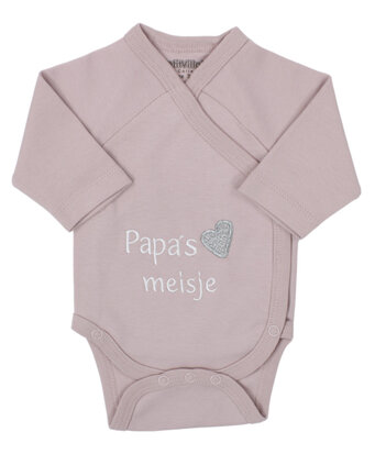 PetitVillain | Geboortebody Papa's Meisje Lange Mouw Oudroze M50-62
