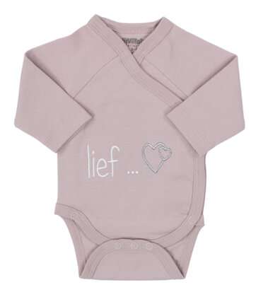 PetitVillain | Geboortebody Lief ... Lange Mouw Oudroze M50-62