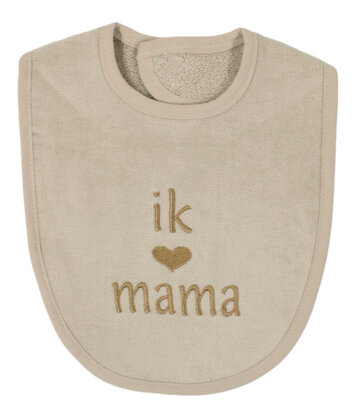 PetitVillain | Slabbetje Ik Hou Van Mama Badstof Zand 25x34cm