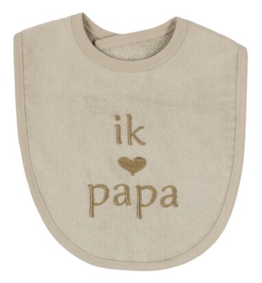 PetitVillain | Slabbetje Ik Hou Van Papa Badstof Zand 25x34cm