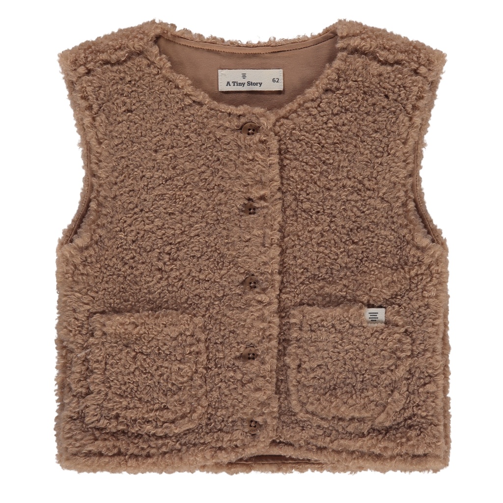 A Tiny Story | Gilet Baby Teddy Sleeveless Cardigan Cookie