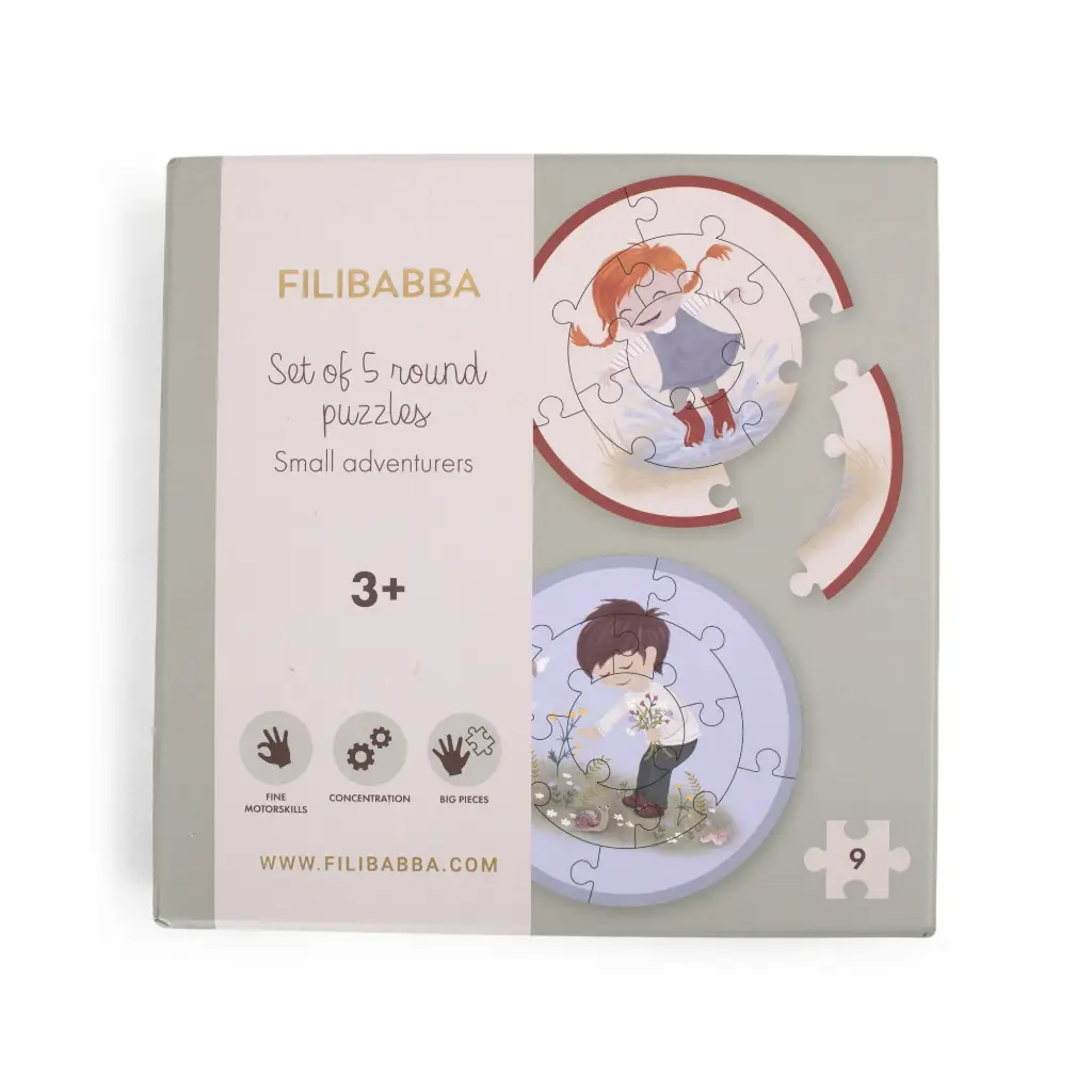 BB&Co | Set Van 5 Ronde Puzzels Kleine Avonturiers Van Filibabba