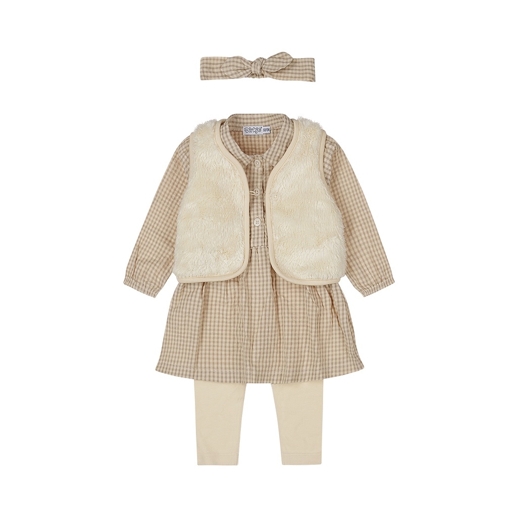 Dirkje | Outfit Girls Pretty Fall + Headband Taupe 4-delig