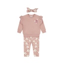 Dirkje | Outfit Girls Little Flower Babysuit + Headband Light Mauve 3-delig