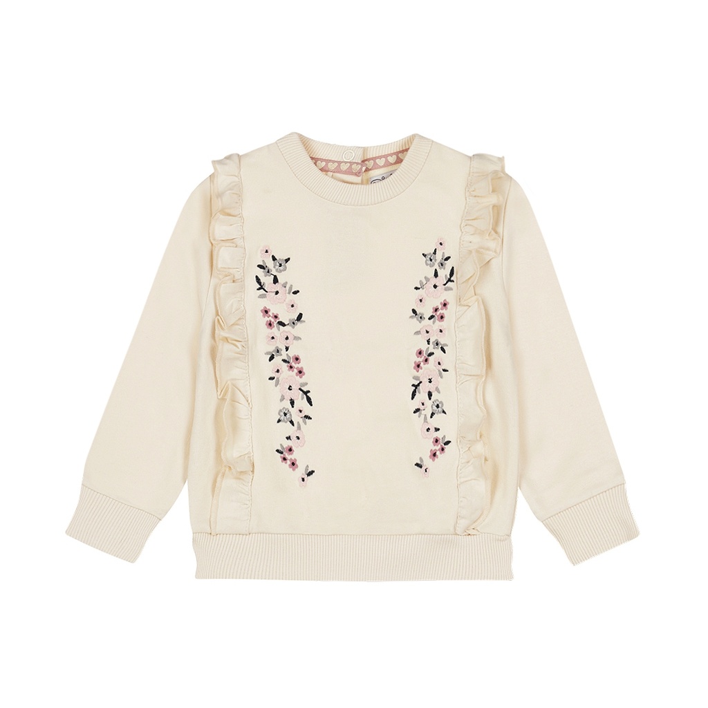 Dirkje | Pull Girls Little Flower Sweater Off White