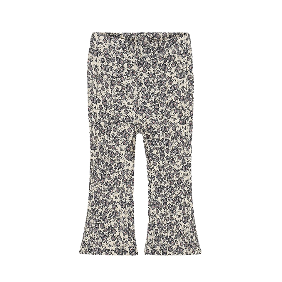 Dirkje | Broek Girls Little Flower Flared Trousers Off White