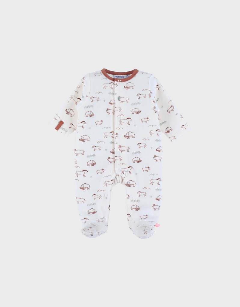 Noukies | Pyjama Funny Mammouth Fluweel All Over Mammoet