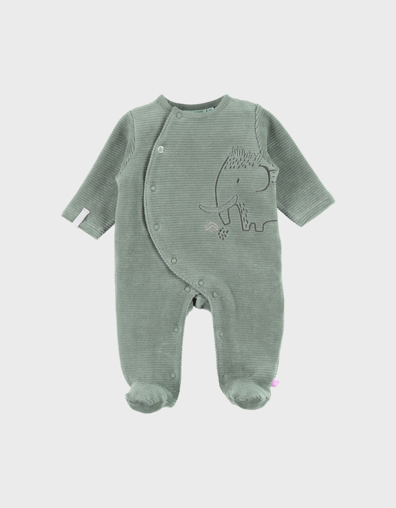 Noukies | Pyjama Funny Mammouth Fluweel Rib Groen