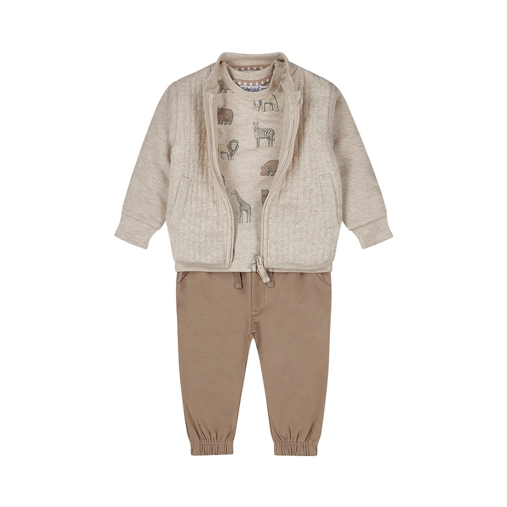 Dirkje | Outfit Boys Safari Friends Babysuit Pebble 3-delig