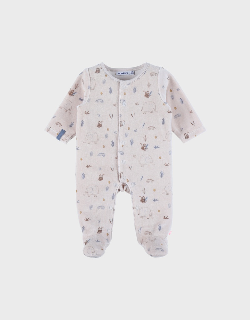 Noukies | Pyjama Jungle Fluweel All Over Jungle Dieren