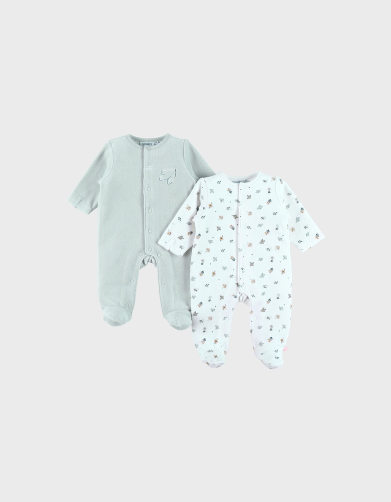 Noukies | Pyjama Lovely Bird Fluweel 2-pack