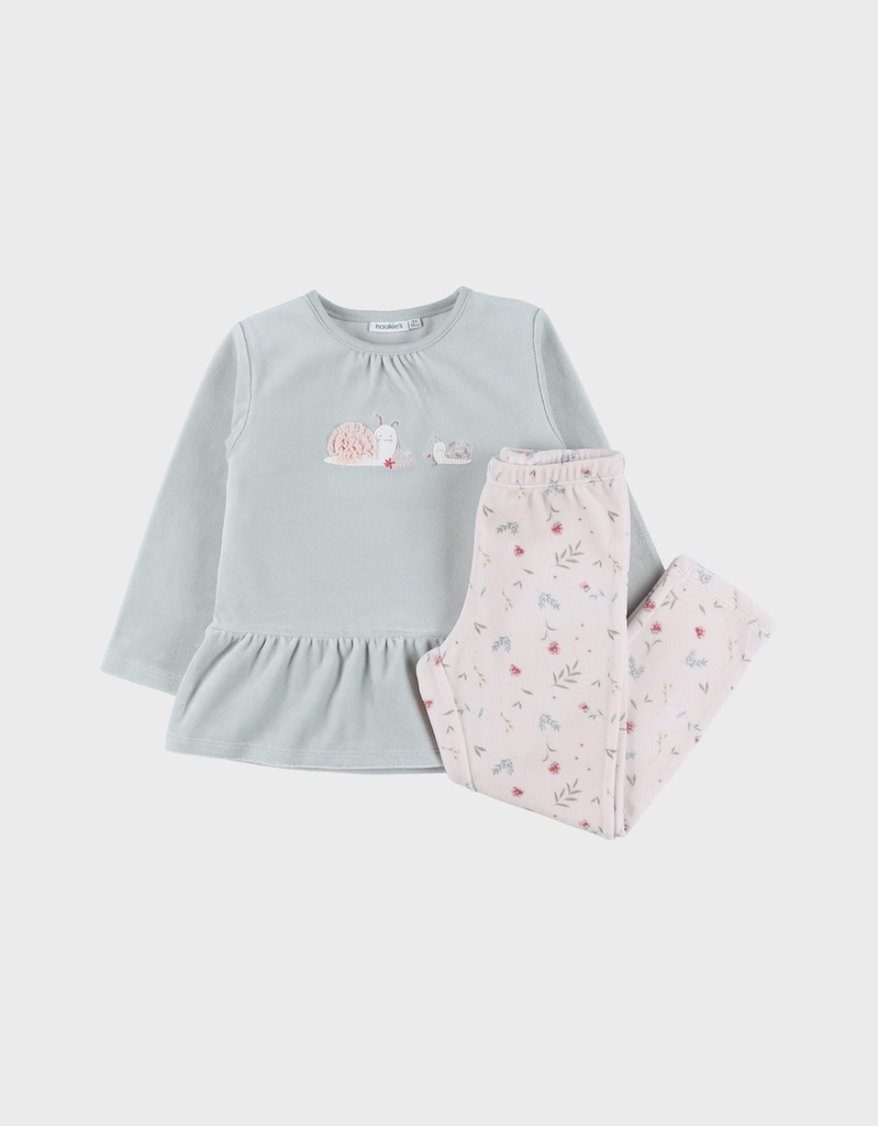 Noukies | Pyjama Romantic Flowers Fluweel 2-delig