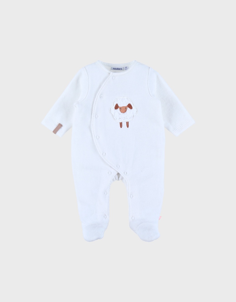 Noukies | Pyjama Fluffy Fluweel Schaap Wit