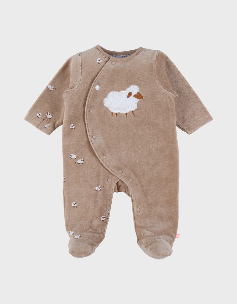 Noukies | Pyjama Fluffy Fluweel Bruin