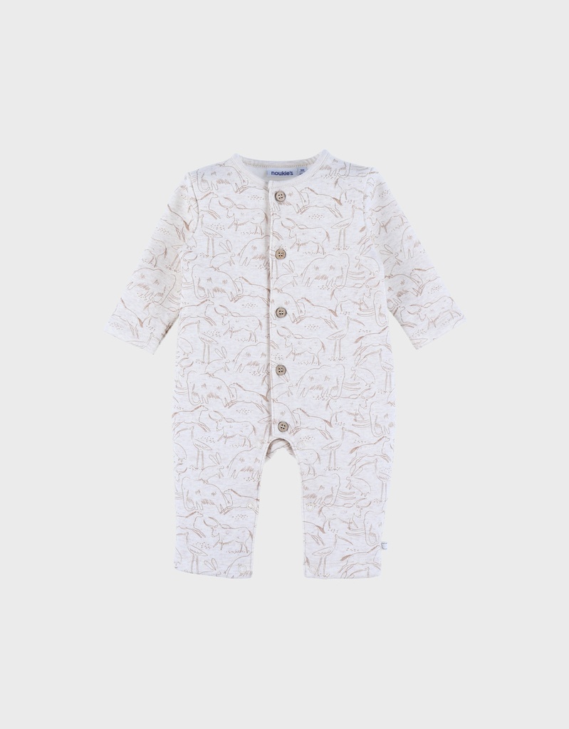 Noukies | Kruippak Fluffy Mammouth All Over Mamoet Ecru