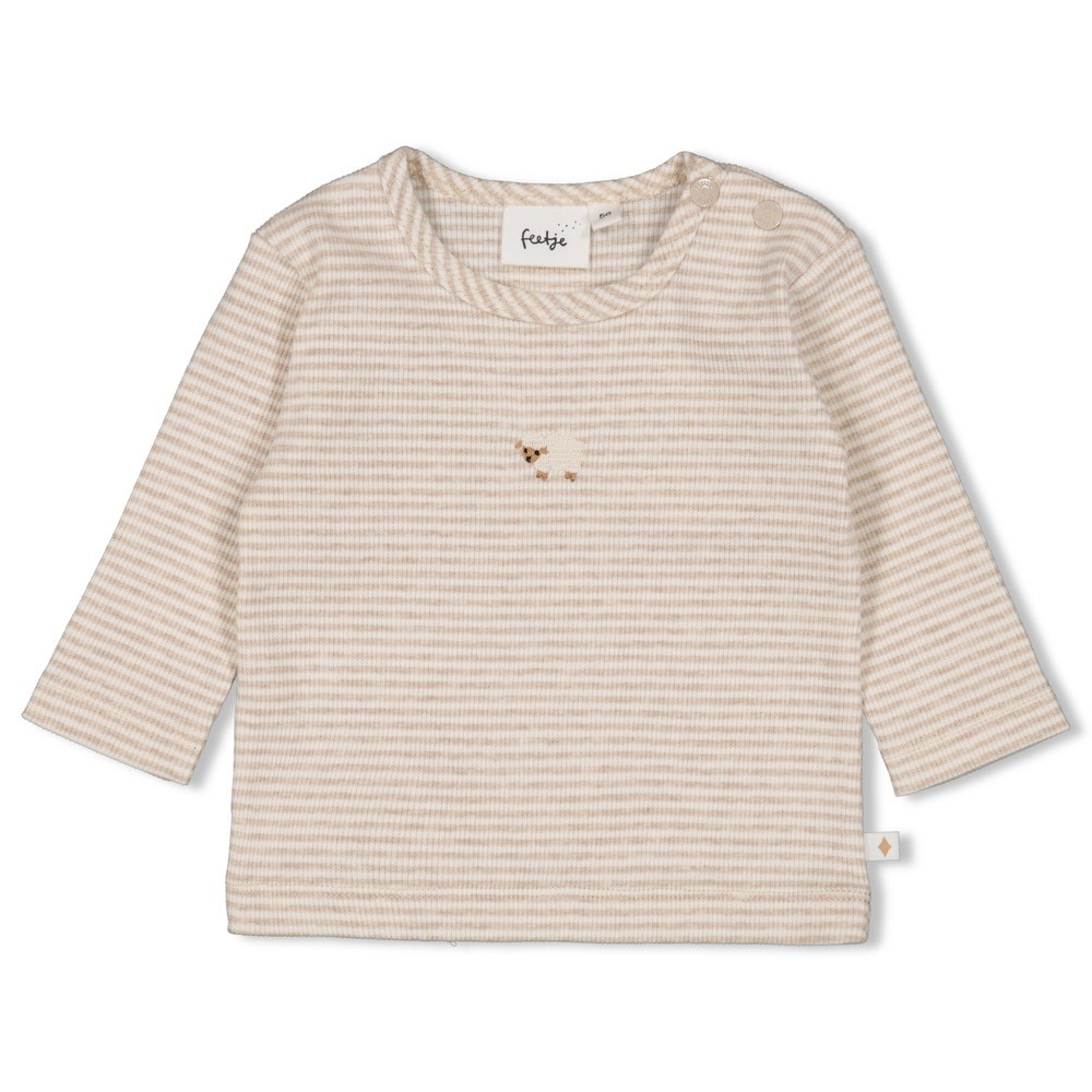 Feetje | T-shirt Sleepy Sheepy Longsleeve Stripes Taupe Melange