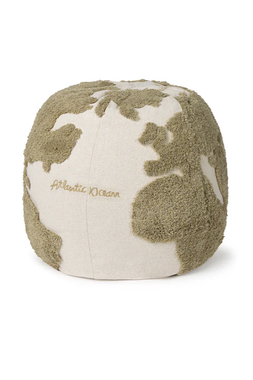 Lorena Canals | Pouf World Map Rugcycled Ecru/Bruin 45x50cm