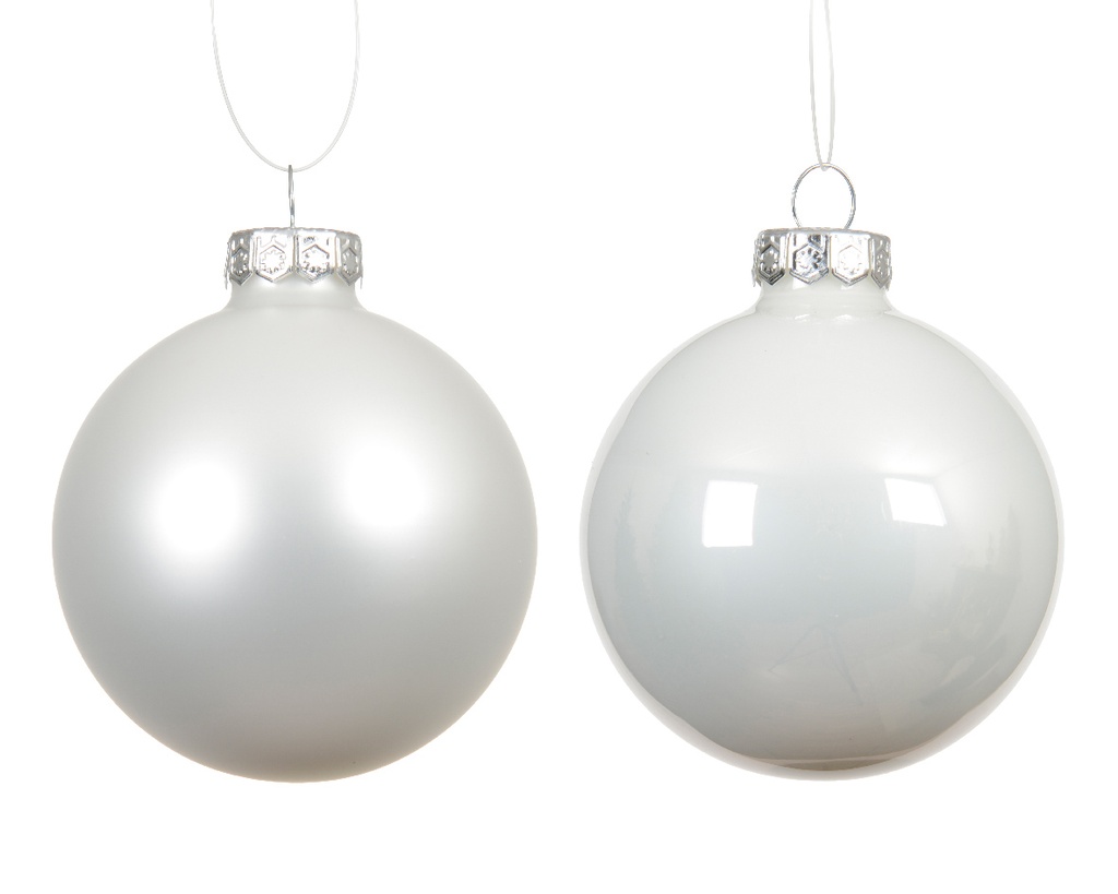 Kaemingk | Kerstbal Glas Mix Winterwit Ø6cm 12-pack