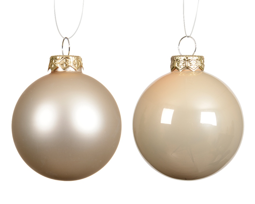 Decoris | Kerstbal Glas Mix Parel Ø8cm 6-pack