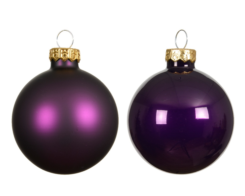 Kaemingk | Kerstbal Glas Mix Vijg Paars Ø8cm 6-pack