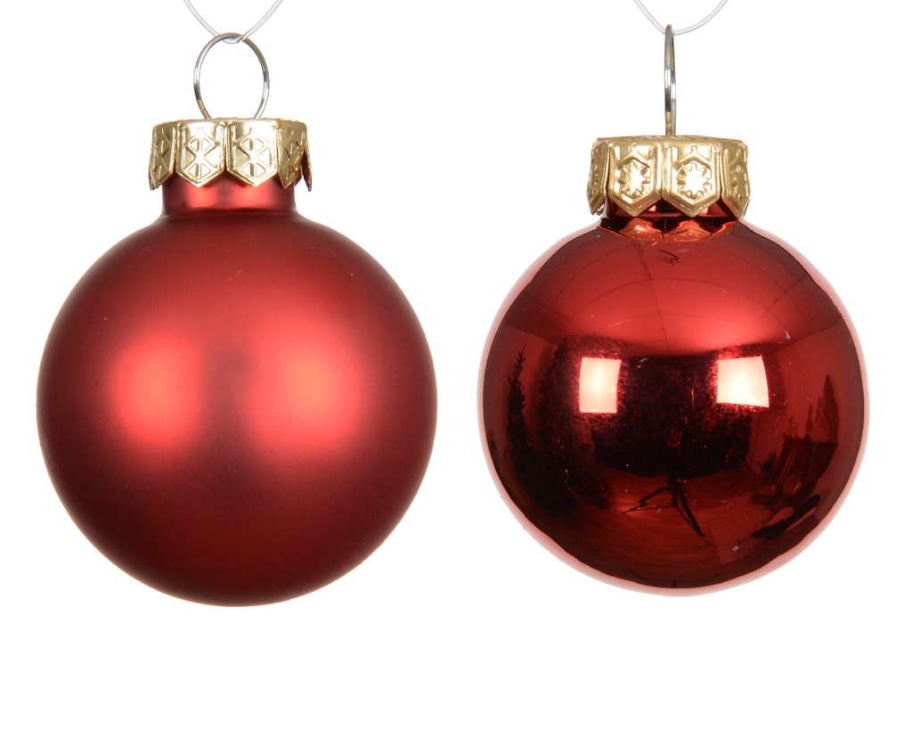 Decoris | Kerstbal Glas Mix Kerstrood Ø8cm 6-pack