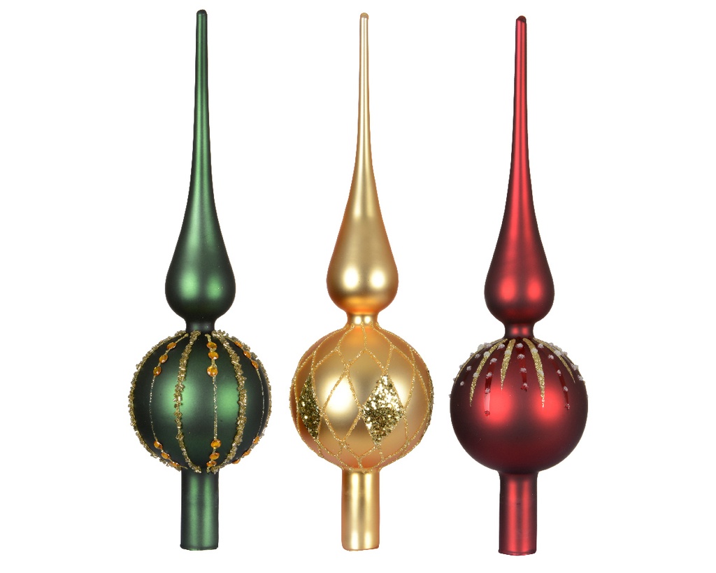 Kaemingk | Piek Glas Assortiment Groen/Goud/Rood