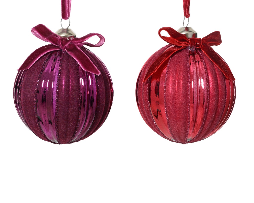 Kaemingk | Kerstbal Glas Assortiment Rood/Paars Ø8cm