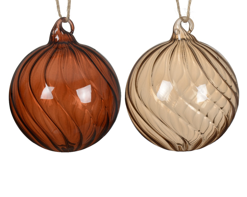 Kaemingk | Kerstbal Glas Assortiment Bruin/Ecru Ø10cm