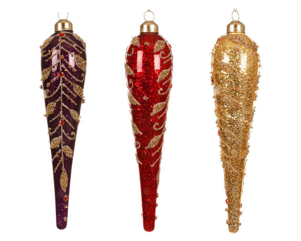 Kaemingk | Hangfiguur Glas Assortiment Rood/Goud 