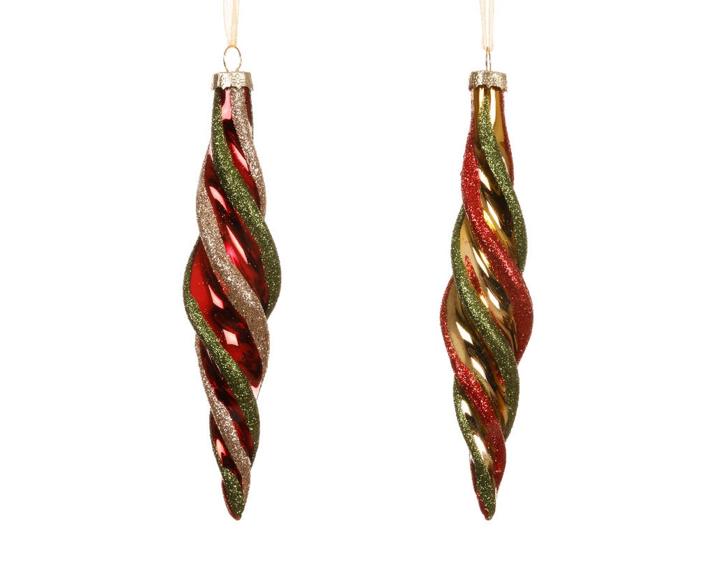 Kaemingk | Hangfiguur Glas Assortiment  Ornament Groen/Rood/Goud