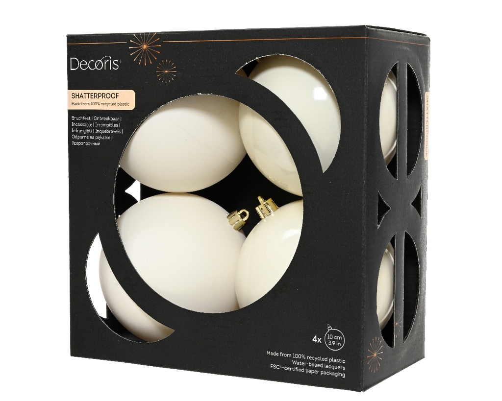 Kaemingk | Kerstbal Polystyreen Mix Wolwit Ø10cm 4-pack