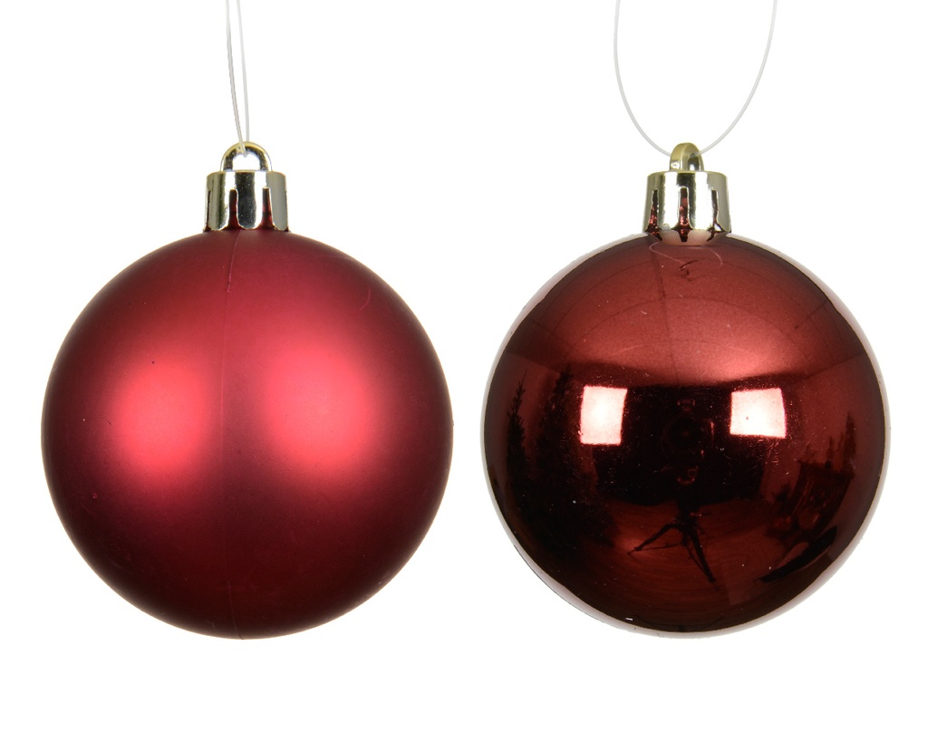 Kaemingk | Kerstbal Polystyreen Mix Ossenbloed Rood Ø10cm 4-pack