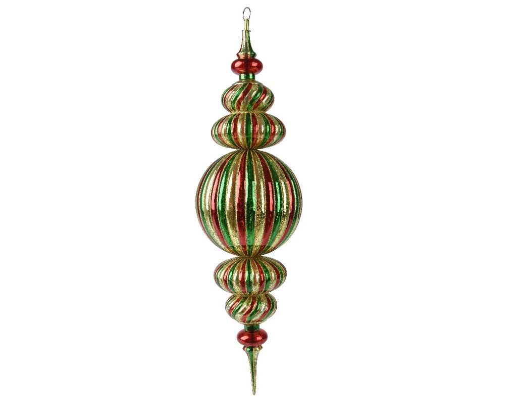 Kaemingk | Hangfiguur Polystyreen Ornament Gestreept Rood/Groen/Goud
