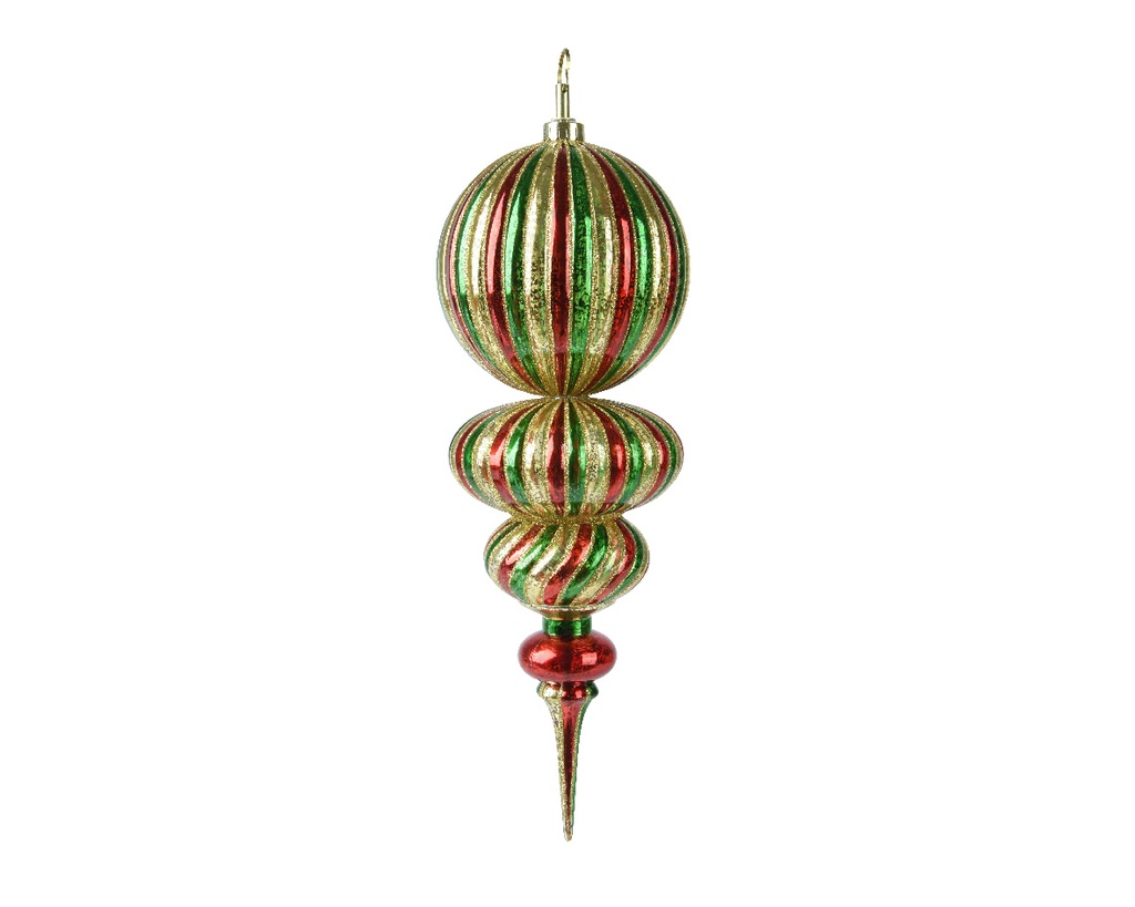 Kaemingk | Hangfiguur Polystyreen Ornament Gestreept Rood/Groen/Goud 