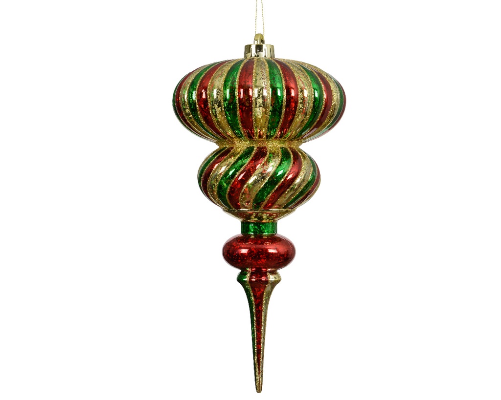 Kaemingk | Hangfiguur Polystyreen Ornament Gestreept Rood/Groen/Goud