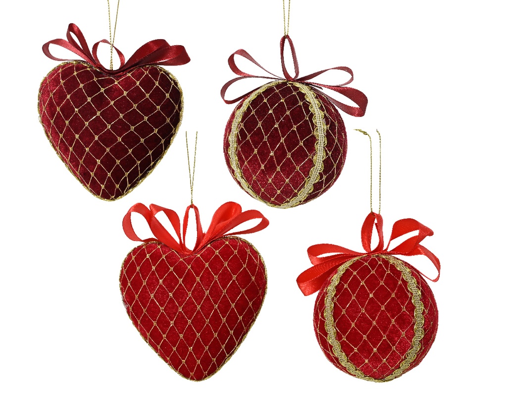 Kaemingk | Hangfiguur Foam Mix Rood/Goud Ø8cm