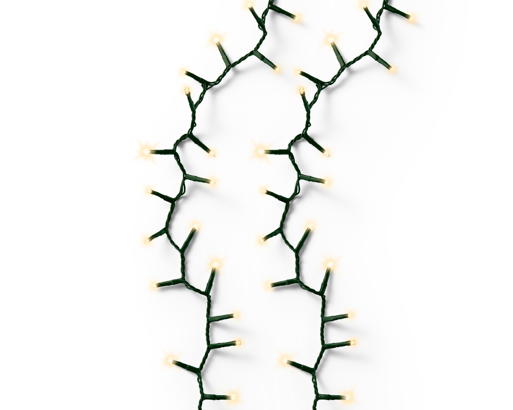 Lumineo | Verlichting Compact Twinkle Outdoor 1500 Leds Soft Gold Snoer Groen 34m + 5m Aanloopsnoer 8 Functies Adapter