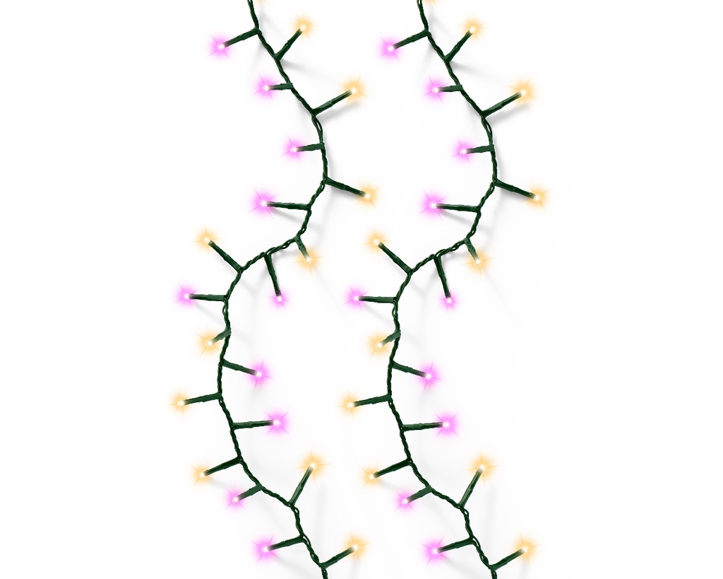 Lumineo | Verlichting Compact Twinkle In/Outdoor 500 Leds Roze/Klassiek Warm Snoer Groen 11m + 5m Aanloopsnoer 8 Functies